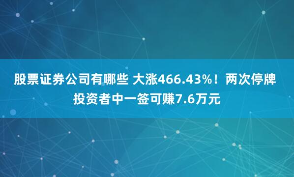 股票证券公司有哪些 大涨466.43%！两次停牌 投资者中一签可赚7.6万元